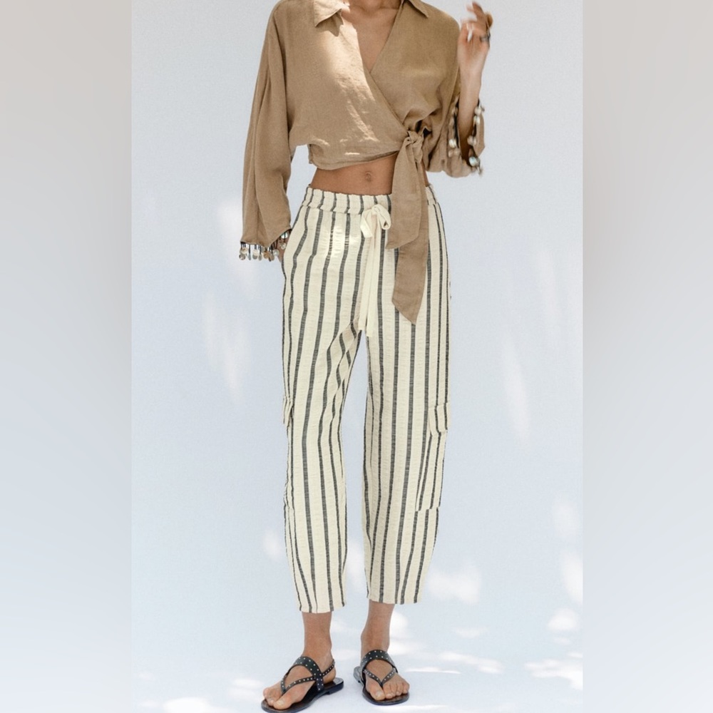 Zara NWT. Pin stripe linen pants